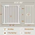 Fairy Baby Extra Wide Baby Gate for Doorways Auto Close Safety Gates for Bedroom, Fits 57.5 Inch to 62 Inch with Pressure Mounted Extention Kit, White