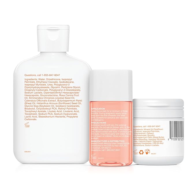 Bio-Oil Skincare Bundle for Sensitive and Dry Skin, Stretch Marks, Skin Care Oil (2 Oz), Dry Skin Gel (1.7 Oz), & Body Lotion (5.7), Pregnancy and Maternity Stretch Marks, Trial Kit