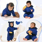 JiAmy Baby Snowsuit Newborn Winter Clothes Coat Romper Windproof Fleece Hat Zipper Baby Bear Outfit