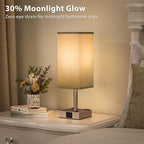 Dark Grey Touch Lamps Set of 2 - Nightstand Lamp with USB-C + A Charge Ports & AC Outlets, 3-Way Dimmable Bedside Lamp, Small Table Lamp Light for Bedroom (Bulb Included)