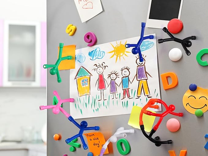 60 Pcs Multicolor Silicone & PVC Magnetic Toys-Men, Playful Kids Travel Toys & Office Decorative Magnets