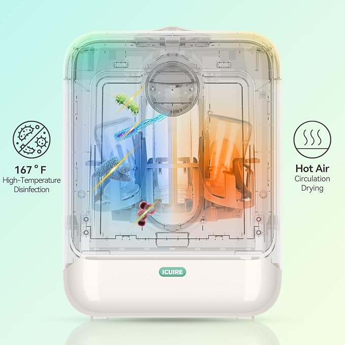 ICUIRE Baby Bottle Washer, Sterilizer & Dryer Pro, Newborn Essential for Parents One-Hand Operation, 4 Sterilize Modes for Baby Stuff, 3.2L Water Tank for Clean Bottles, Pump Part &Pacifiers, Baby Toy