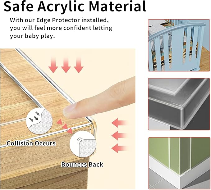 Edge Corner Protector Baby Proofing,Soft Clear Furniture Table Corner Guard & Edge Safety Cabinet Door Bumper,Crib Bumpers,Wall Protector(4Ft x 0.8" W x 0.08" Th)