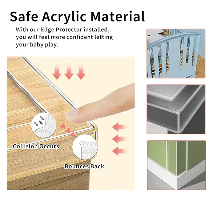 2Pack Baby Proofing Edge Protector for Baby,2in x 9.84Ft,Clear Edge Protector Strip Sharp Edge Wrap Cover Tape,Corner Bumpers for Furniture,Crib Rail Covers for Teething