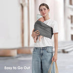 Baby Wrap Carrier, Lightweight Baby Wearing Wraps for Newborn and Infant, Soft Swaddle Holder Carrier, Cozy Baby Sling 7-35 lbs Grey