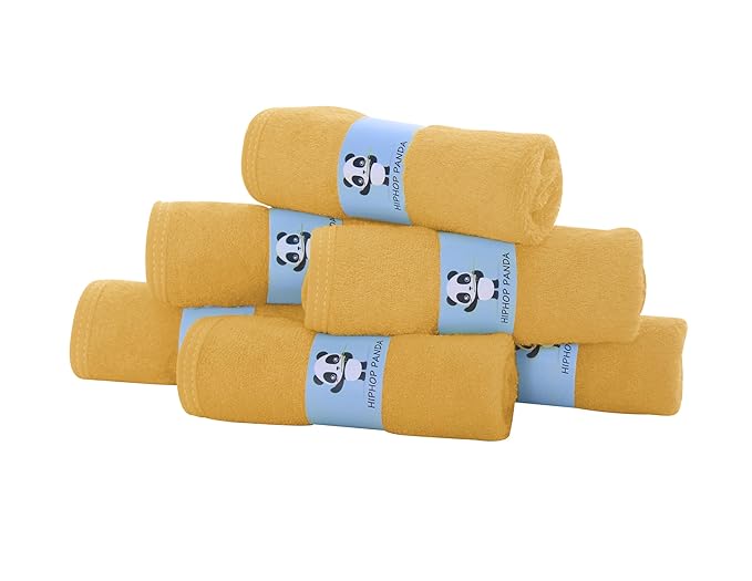 HIPHOP PANDA Baby Washcloths, Rayon Made from Bamboo - 2 Layer Ultra Soft Absorbent Newborn Bath Face Towel - Reusable Baby Wipes for Delicate Skin - Honey, 30 Pack