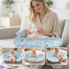 Nursing Pillow, Breastfeeding Pillow with Removable Cotton Cover, Baby Feeding Pillow for Mom Easier Breast Feeding and Bottle Feeding, Breastfeeding Support Cushion for Newborn (Leave)