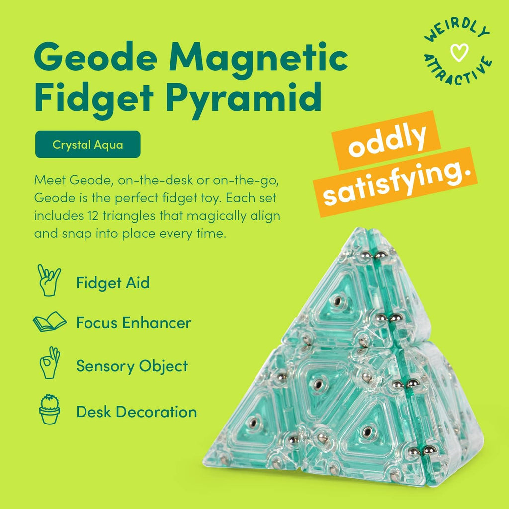Speks Geode Pyramid 12-Piece Building Set - Aqua - Fun Desk Toy for Adults