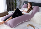 Meiz U Shaped Sleeping, Cooling 60‘’ Maternity Pillow for Pregnant Women with Jersey Cover, Purple