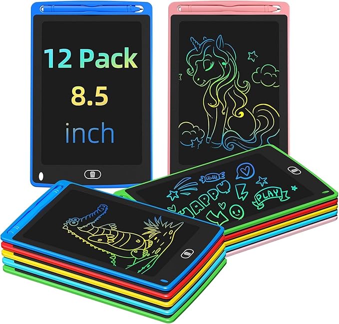 12 Pack LCD Writing Tablet for Kids, 8.5 Inch Colorful Doodle Board Drawing Tablet, Erasable Doodle Pad for Toddlers, Educational Learning Toys Birthday Gifts for Boys Girls Age 3 4 5 6 7 8