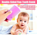 Baby Hair Brush and Comb Set, 4Pcs Baby Soft Bristles Brush Cradle Cap Brush Hair Comb for Newborns Toddlers Boys Girls (Pink)