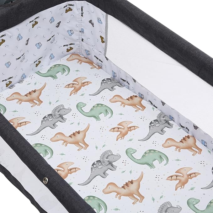 Pack n Play Sheet Stretchy Fitted Portable Mini Crib Sheets Set 3 Pack,Playard Sheets Convertible Playard Mattress Cover,Ultra Soft Jersey Material,Sun/Forest Deer/Dinosaur
