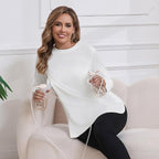 GINKANA Women's Nursing Shirts Long Sleeve 3 Packs Hidden Zipper Breastfeeding Pumping Tops Side Split Maternity Clothes