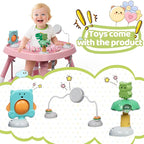 15 in 1 Convertiable High Chair for Babies and Toddlers, 2 in 1 Highchair & Activity Center w/Toys, Booster Seat, Toddler Chair w/5-Point Harness & Removable Tray & 2-Layer Cusion (Pink)