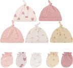 Newborn Baby Boy Girl Caps Mittens Socks Set Cotton Baby Essentials Accessories (Hats+Gloves+Socks)