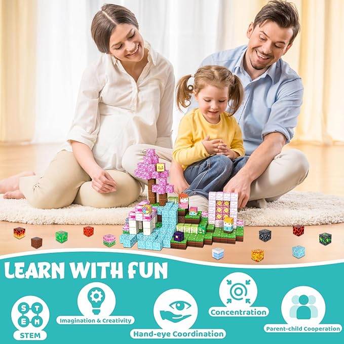 200PCS Magnetic Building Blocks, Magnet Toys Magnetic Cubes, Magnetic Blocks for Kids Ages 4-8, Stacking Magnet Blocks STEM Building Toys for Boys Girls Ages 3 4 5 6 7 8-12 Gifts