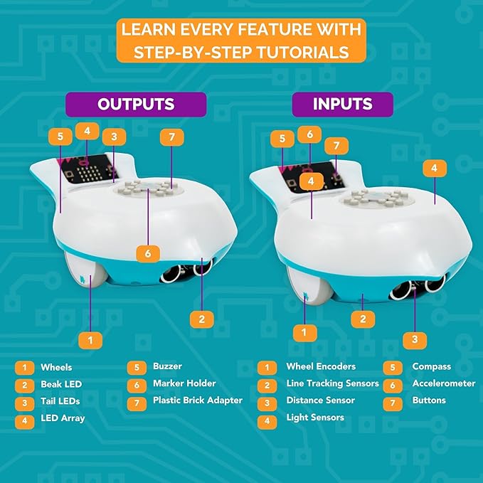 BirdBrain Finch Robot 2.0 with Microbit - STEM Coding Robot Toy for Kids & Adults - Learn Python & 8 Coding Languages - Programmable Robotics Kit - Remote Control & App Controlled | Ages 5-16