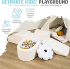 Foam Climbing Blocks - Climbing Toys for Toddlers 1-3 Inside - Soft Play Set for Babies - Indoor Activity Soft Playset for Baby 6-12 Months - Sherpa Fabric - 5 PCS - Balls NOT Included