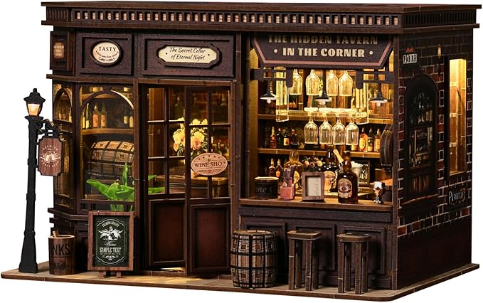 Lannso DIY Dollhouse Miniature Kit, Doll House Kit, Mini Handmade Wooden Dollhouse Toys for Adult Gift (AWO3-001)