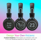 MEE audio KidJamz KJ55BT Personalized Bluetooth Wireless Safe Listening Headphones for Kids w/Custom LED-Backlit Design, Volume Limiter, Microphone; Kids Headset for School/iPhone/iPad/Tablet (Black)