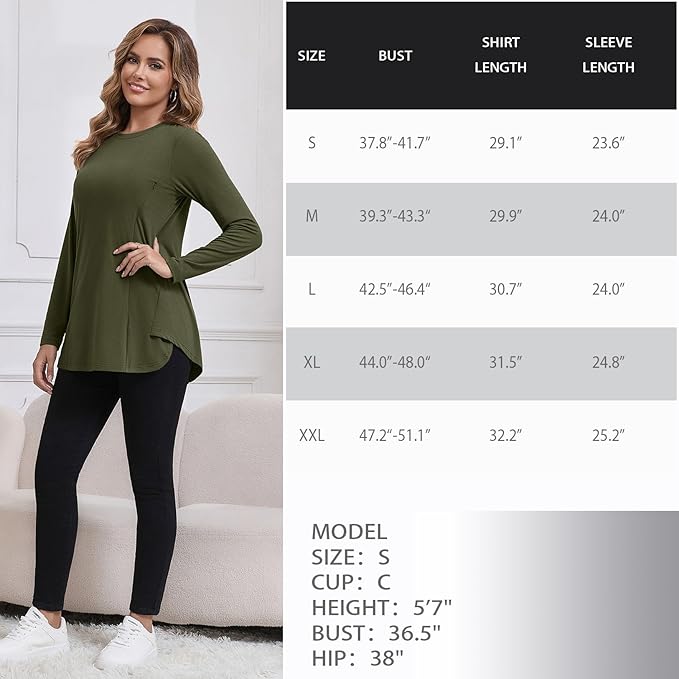 GINKANA Women's Nursing Shirts Long Sleeve 3 Packs Hidden Zipper Breastfeeding Pumping Tops Side Split Maternity Clothes