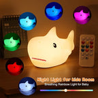 ZKLiLi Shark Night Light, Cute Silicon Night Light for Kids, Nightlight with Remote，Portable Recharge Nightlight for Kid Room,Funny Gifts Stuff for Boys Girls Baby