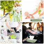 FEBSNOW 2 Pack Baby Wipes Dispenser Holder, Portable Refillable Baby Wet Wipes Pouch Container Reusable Travel Case for Outdoor Hiking, Green Leaves