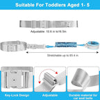 Accmor Reflective Toddler Belt Leash, 2 in1 Anti Lost Wrist Link for Baby, kid Anti Lost Waist Band Child Leash with Lock for Boys Girls, Child Walking Harness Wristband Rope Tether for Outdoor Travel