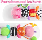 LIGHTDESIRE Baby Toys Musical Caterpillar,Infant Toys Stuffed Animals with Ruler Design,Mirror,Pull String&Ring Bell,Baby Teething Toys for Tummy Time Toys Newborn Gifts 3 6 12 Months(Pink,Leafy Limb)