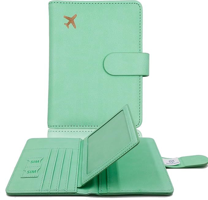 Melsbrinna Rfid Passport Holder for Travel women/Men, Cute Passport Wallet Rfid Blocking Card Slots, Rfid Passport Cover/CaseTravel Wallet, Passport Book Holder (1, Green3)