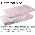 Onacosht Pack n Play Playard Fitted Sheets 2 Pack Set for Baby Girl Soft Stretchy Jersey Knit Portable Mini Crib Mattress Cover, Pink Floral