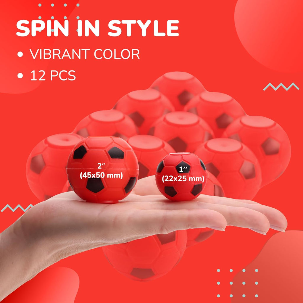 Fidget Spinners - 2 Inch Fidget Spinner Balls 12 Pcs Fidget Spinner Pack - Red Soccer Fidget Spinners for Kids Ball Spinner Fidget Toy - Hand Spinner for Kids Toy Gifts for Kids Easter Basket Stuffers