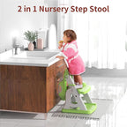 Potty Training Seat, Upgrade 2 in 1 Potty Training Toilet for Toddler, Toddler Toilet Seat for Boys Girls with Splash Guard, Anti-Slip Pad and Step Stool (Green)