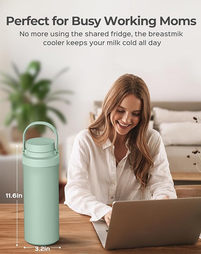 Xaproo 22oz Breast Milk Cooler Bottle, Portable Milk Cooler for Breastmilk with 360° Total Cooling for 24 Hours, Breastmilk Chiller with 2pcs Baby Bottles, Breastfeeding Essentials for Baby, BPA-Free