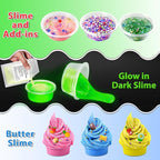 YOPINSAND 25 Cups DIY Slime Kit, Slime Making Kit for Girls, Crystal Clear Slime, Glow in The Dark Slime with Add-ins, Foam Balls, Charms, Slime Party Favors Gift Toys for Kids 3-12
