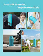 Paruu Portable Bottle Warmer for Travel, Easy-Clean Wide Mouth, Portable Milk Warmer with Fast Heating for Night Feeding, 7-Temp Control, Large 12oz Capacity, Ideal Gifts for New Parents, Blue