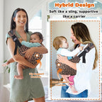 Baby Sling Carrier Adjustable Baby Sling 2025 Upgraded Toddler Sling Comfortable Baby Wrap Carriers Ergonomic-Designed, Travel Friendly Carrying 10-45 LbsLeopard