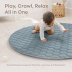 Comfy Cubs Round Kids Play Mat - Medium 48 inches Soft Quilted Baby Floor Mat with Non-Slip Bottom - Plush Design for Toddlers' Playtime and Relaxation - Comfortable and Durable - Pacific Blue