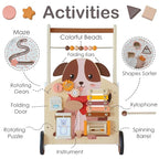 Wooden Baby Walker, Baby Push Walker, Activity Walker, for Babies 12 Months Learning to Walk, Montessori Walker Toy, Activity Center, Wooden Baby Toys