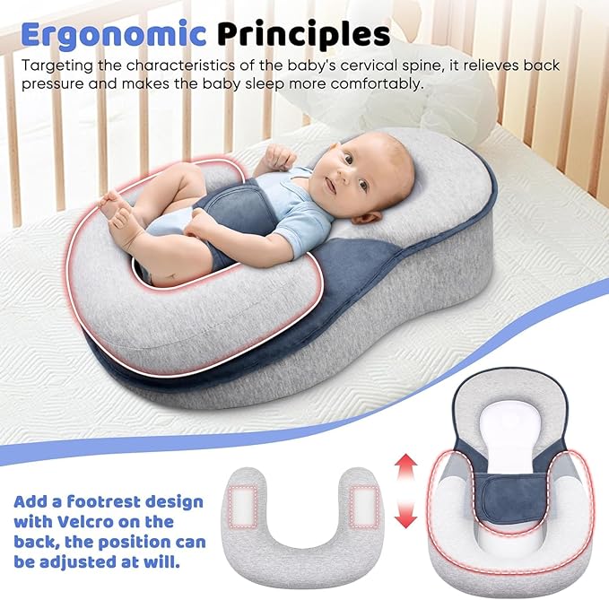 Reflux Pillow for Baby, Feeding Support Pillow, Anti Reflux Newborn Feeding Pillow, Baby Wedge Pillow for Newborn,Adjustable Wedge Lounger Pillow for Reducing Spit-Up