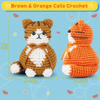 Crochet Kit for Beginners, 2PCS Cat Crochet Animal Kit with Step-by-Step Video Tutorials, Beginner Crochet Kit for Adults, Crochet Starter Kit for Kids, Learn to Crochet, Stuffed Animal Knitting Kit