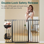 Cumbor 36" Extra Tall Baby Gate for Stairs, 29.7-54.2" Extra Wide Dog Gate for Doorways Hallways, Pressure Mounted Child Gate for Wide Opening, Auto Close Personal Safety for Babies and Pets, Black
