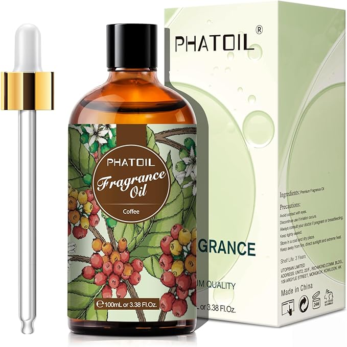 PHATOIL 3.38FL.OZ Coffee Fragrance Oils for Aromatherapy, Essential Oils for Diffusers for Home, Perfect for Diffuser, DIY Candle and Soap Making, DIY Scented Products - 100ml