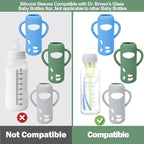BUSOHA 3 Pack Silicone Sleeves for Dr. Brown's Glass Baby Bottles - Drop Protection Baby Bottle Sleeves Compatible with Dr. Brown's Newborn Glass Bottles with Silicone Handles,8 oz