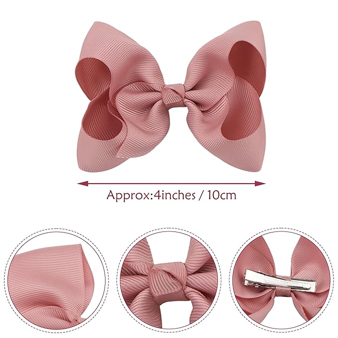 CÉLLOT 50 Pieces 4.5 Inch Hair Bows for Girls Clips Grosgrain Ribbon Boutique Hair Bow Alligator Clips For Girls Teens Toddlers Kids in Pairs