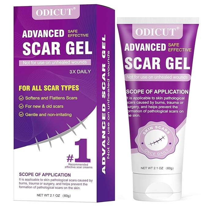 Silicone Scar Gel, Intensive Scar Cream, 2.1oz Keloid Bump Removal for Stretch Marks Removal, Surgical Scars, Cesarean Section, Acne, Injury, Burns, Doctor-tested Scar Improvement (60g)