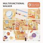 Frogprin Wooden Baby Walker, Baby Push Walker, Montessori Walker Toy for Babies 12M+ Learning to Walk & Sit-to-Stand, Adjustable Speed Walkers for Boys, Baby Activity Center with Sensory Toy for Girls