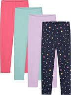 Resinta 4 Packs Toddler and Baby Girls Cotton Leggings Full Length Pants Stretchy Soft Tights Pants for Kids