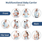 Baby Carrier with Hip Seat,Ergonomic M Position 6in1 Baby Carrier Newborn to Toddler,Head Support and Breathable Mesh Newborn Carrier,Adjustable Baby Holder Carrier for Dad&Mom-Blue