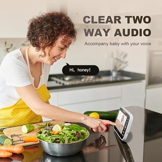 Baby Monitor with 2 Cameras and Audio - Video Baby Monitor with 960ft Long Range, Remote Pan-Tilt-Zoom, Night Vision, Temperature Sensor, 2-Way Talk, 8 Lullabies, 30-Hour Battery & No WiFi